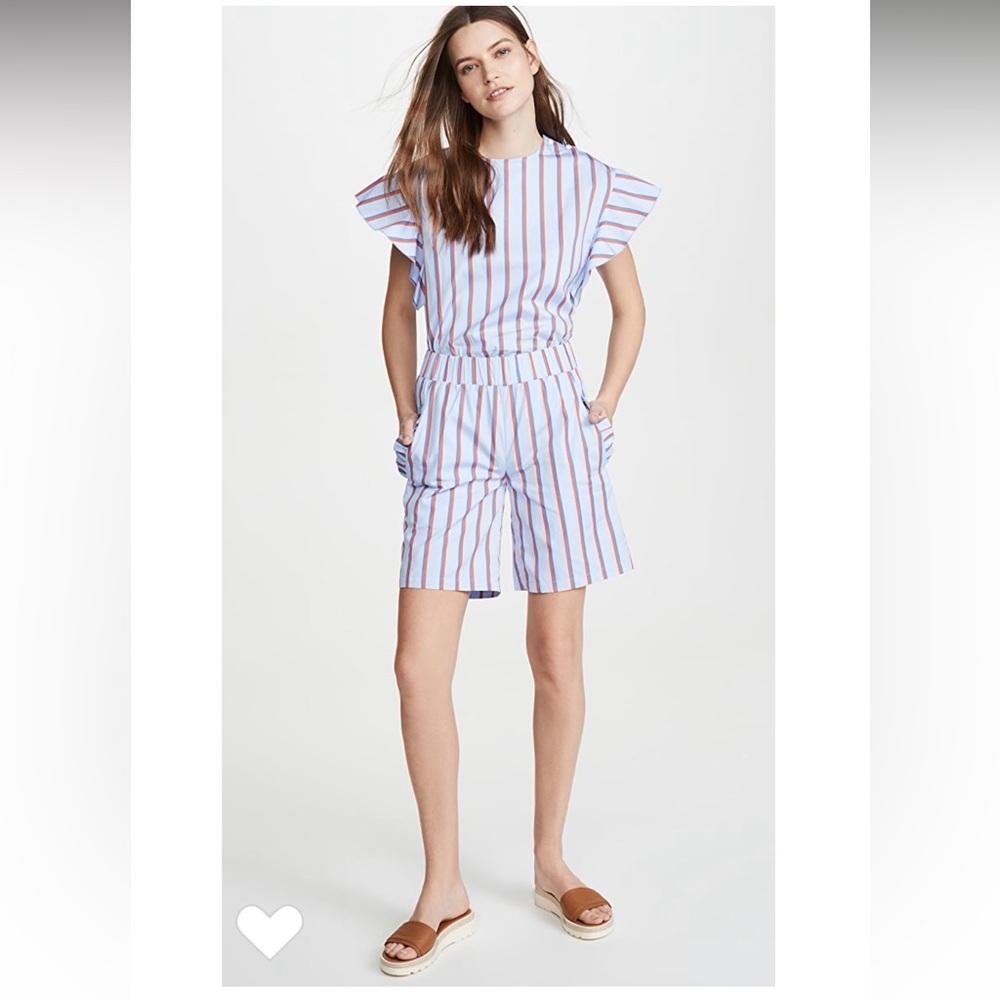 KULE Blue and Red Striped Top and Shorts Set